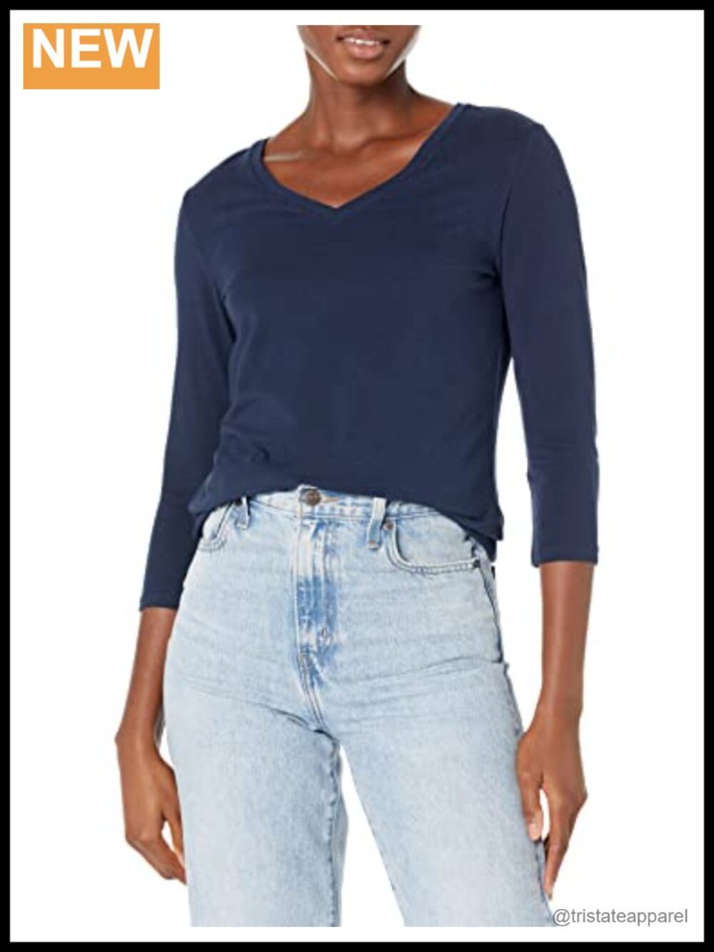 Women's V-Neck 3/4 Sleeve Cotton Modal T-Shirt Regular Fit